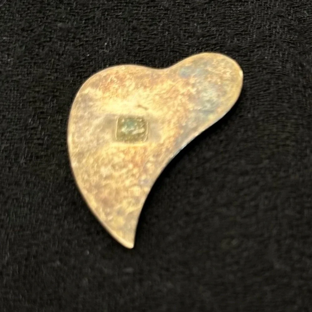 Heart‎ Brooch Component Mexican Silver Sterling Mex 9